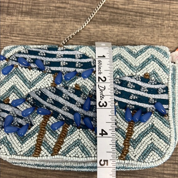Handcrafted Beaded Elegant Beaded Umbrella ☂️ Blue Clutch Bag 💙✨ - Picture 7 of 10